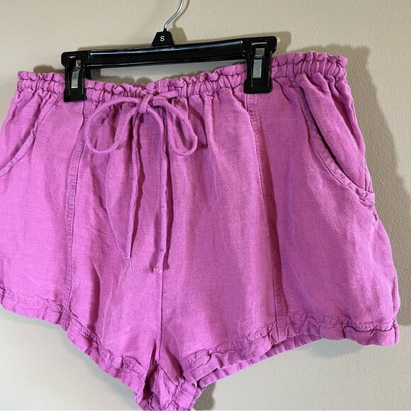 ✨ Free People Mirella Drawstring Shorts Linen Blend Pink Purple Small - Picture 4 of 13